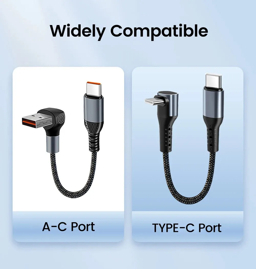 fast charging data cable 90 degree bend usb to type c 06a 05m short power bank cable - Image 4