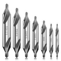 7pcs high speed steel center drill bits set for precise metal drilling and lathe use