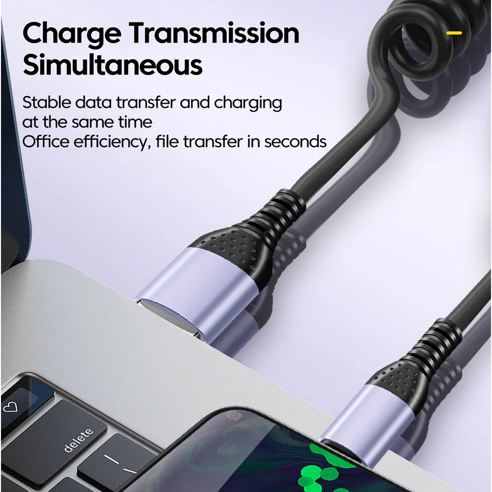 3 in 1 66W fast charging 90 degree usb type c cable for iphone and gaming devices - الصورة 6