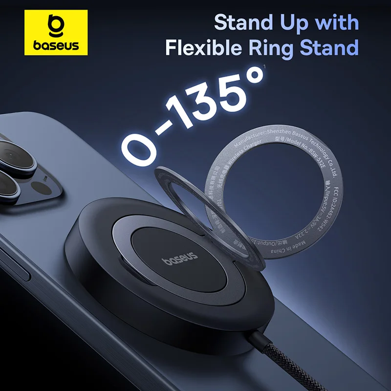 magnetic wireless charger 15w fast charging with built-in stand for iphone 16 15 14 13 pro max - الصورة 5