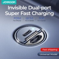 mini pull ring car charger with dual fast charging ports and 30w power delivery adapter