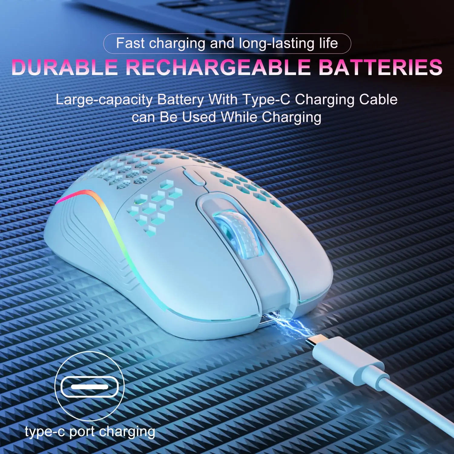 wireless rgb gaming mouse with adjustable dpi ergonomic honeycomb design for desktop and laptop - Image 6