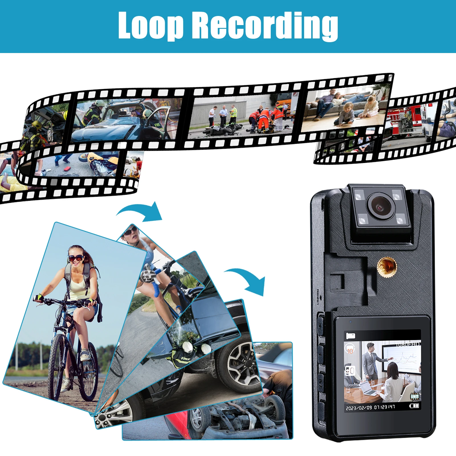 compact 1080p hd mini action camera with 180 degree rotation for sports and car use - الصورة 4