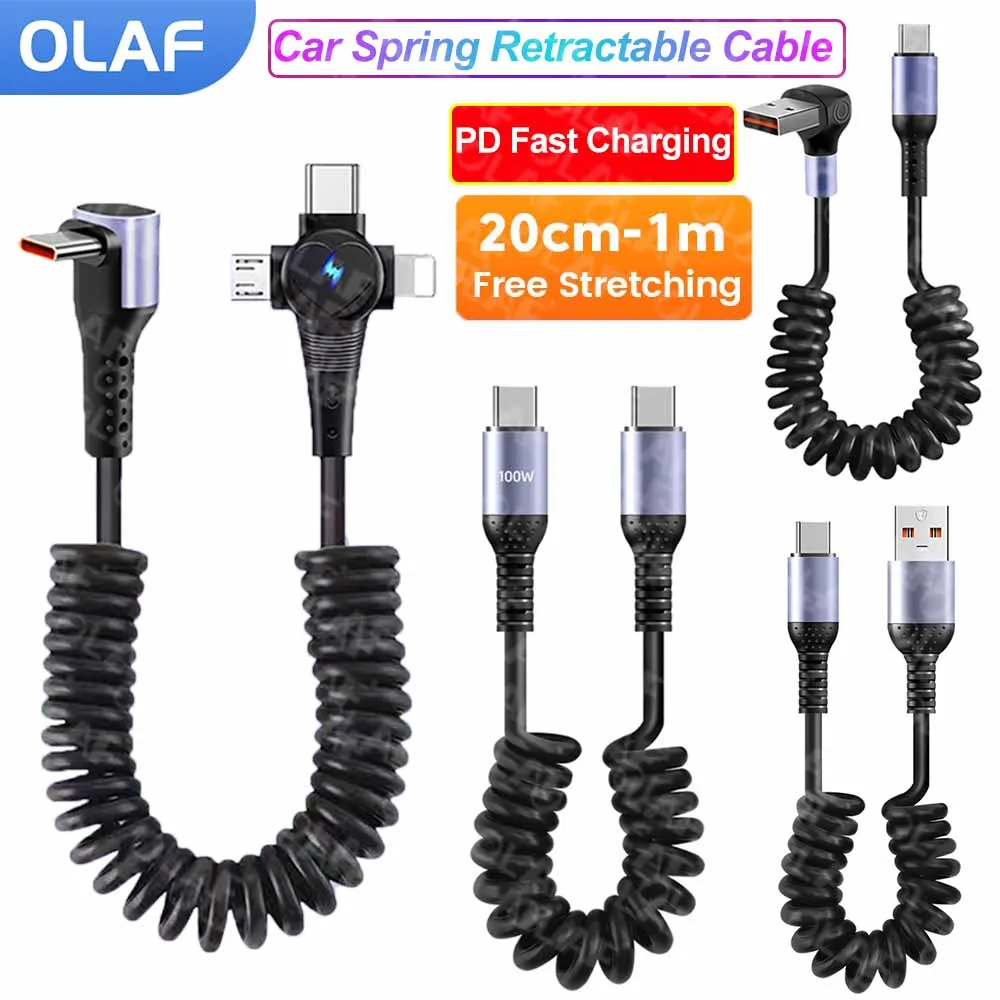 3 in 1 66W fast charging 90 degree usb type c cable for iphone and gaming devices