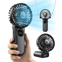 portable foldable handheld fan with led display and 3000mah battery for travel and outdoor use