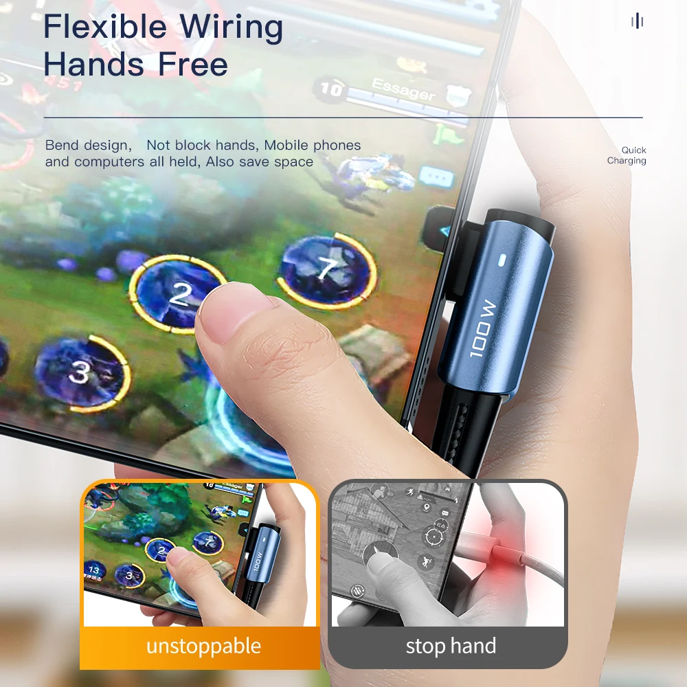 fast charging 100w usb type c cable 90 degree angle for ipad macbook pro and samsung - Image 6