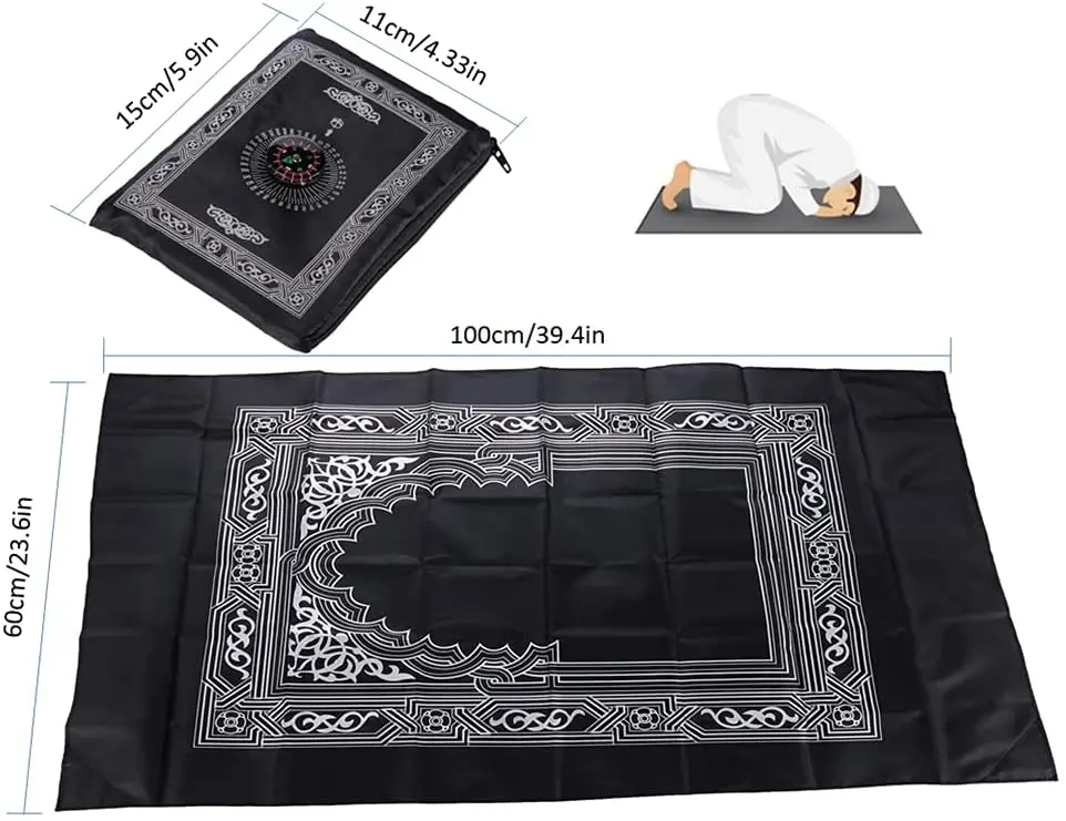 portable waterproof muslim prayer rug with compass for travel outdoor use stylish design - الصورة 7