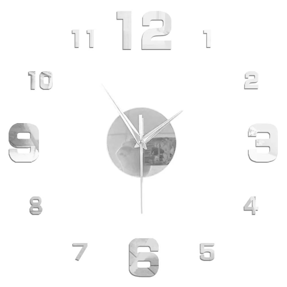 modern 3d wall clock diy mirror stickers for stylish home decor in living room - Image 3