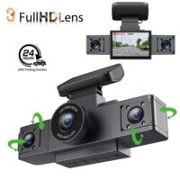 three channel dash cam video recorder with rear view and 24 hour parking monitor essential car accessory