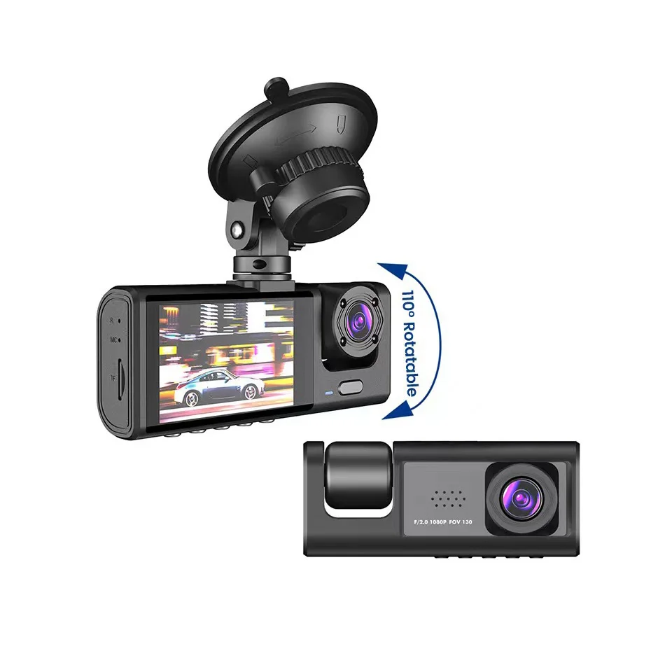 3 channel hd 1080p car dvr dash cam with triple lenses and night vision functionality - Image 3