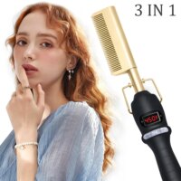 hot comb straightener for wigs and african hair with rapid heat adjustable temperature and 360° swivel cord