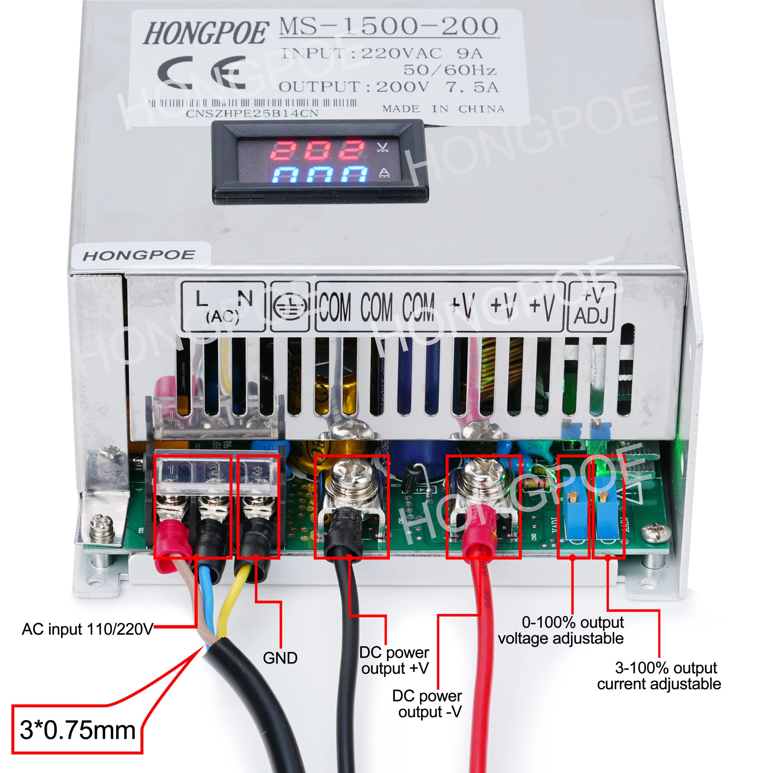 adjustable digital display power supply 500W to 1500W high voltage output industrial smps - الصورة 7