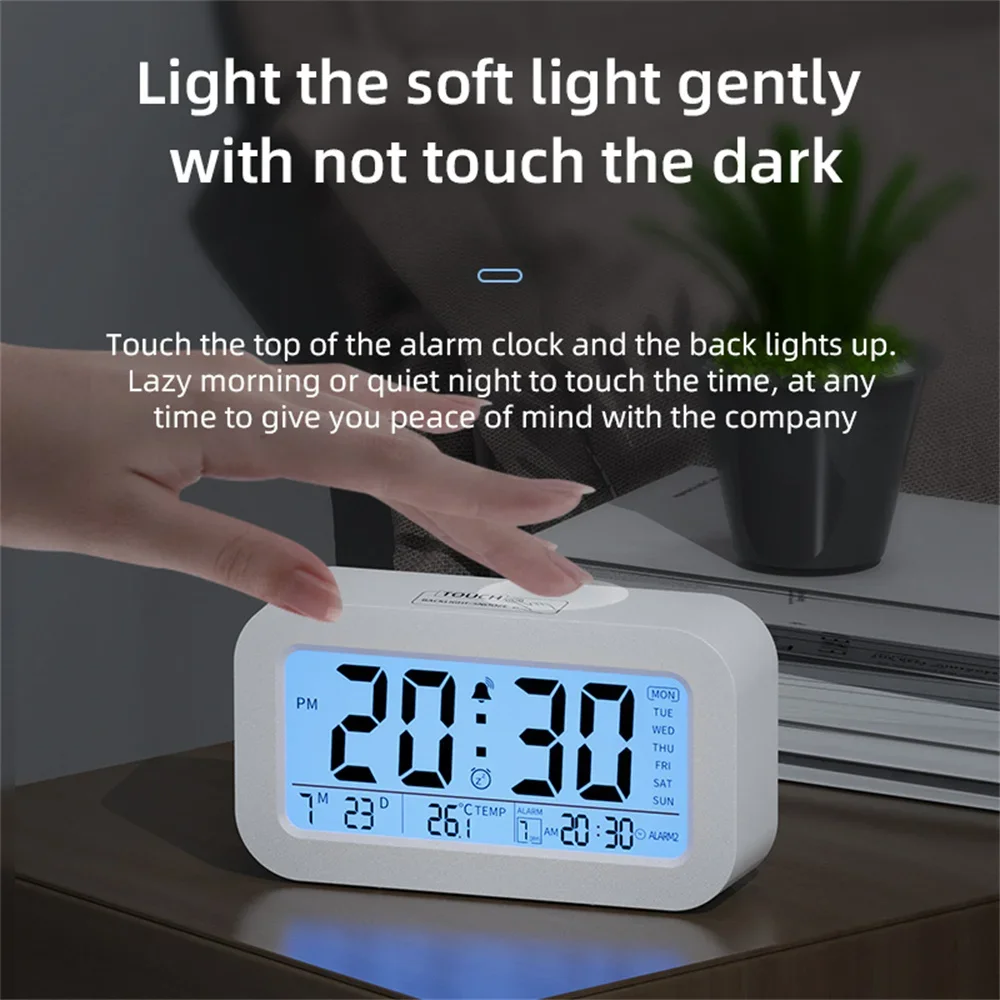 Battery Powered LCD Alarm Clock TEMP Date Week 3 Alarms Backlight Snooze Table Clock Night Vision Function12/24H Digital Clock - Image 5