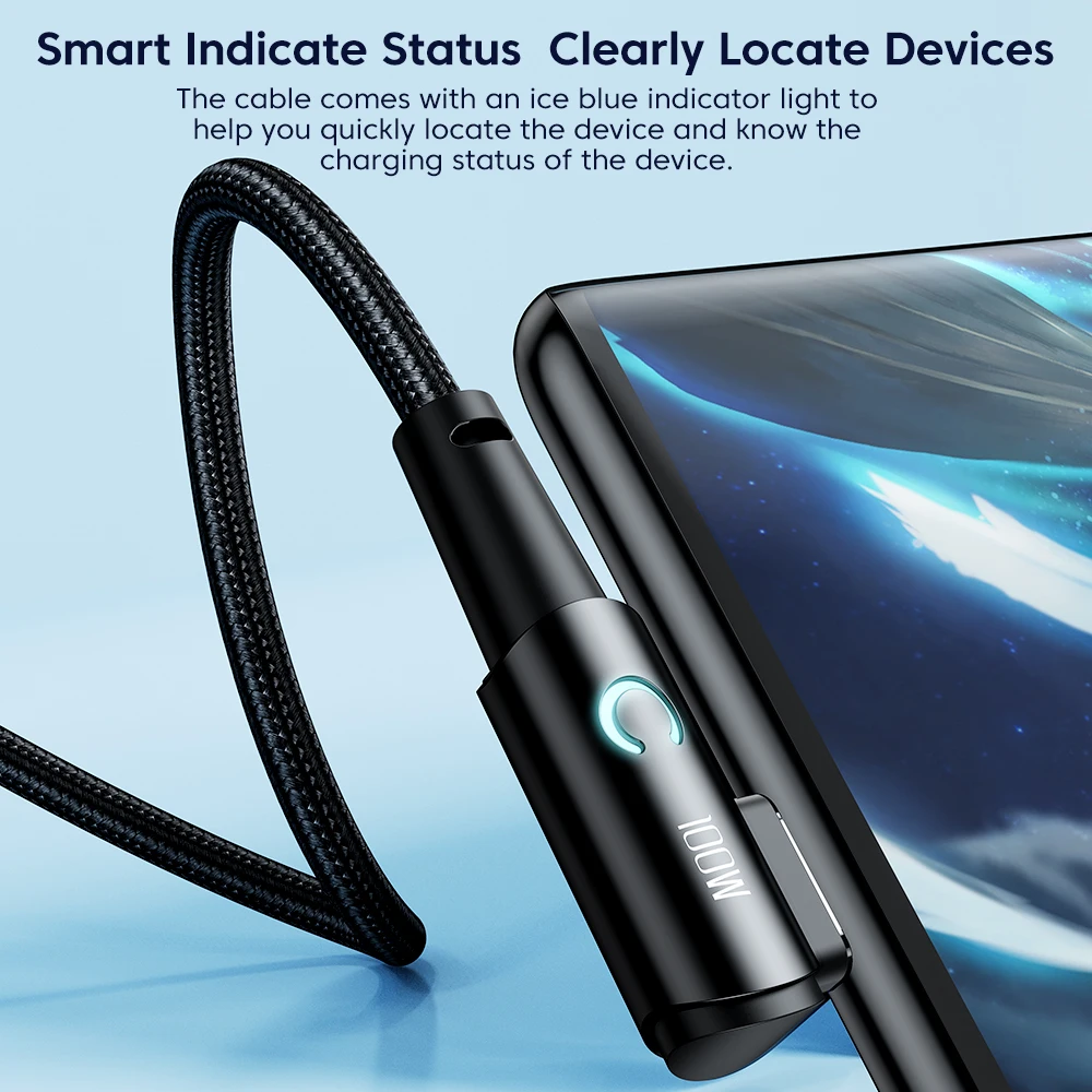 90 degree elbow usb type c cable 100w fast charging data cord for gaming and devices - Image 6