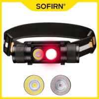 ultra bright rechargeable headlamp with 90 cri white light and deep red torch for camping and diving