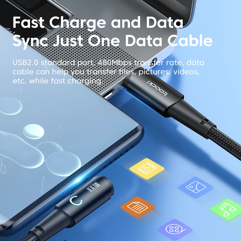 90 degree elbow usb type c cable 100w fast charging data cord for gaming and devices - Image 5