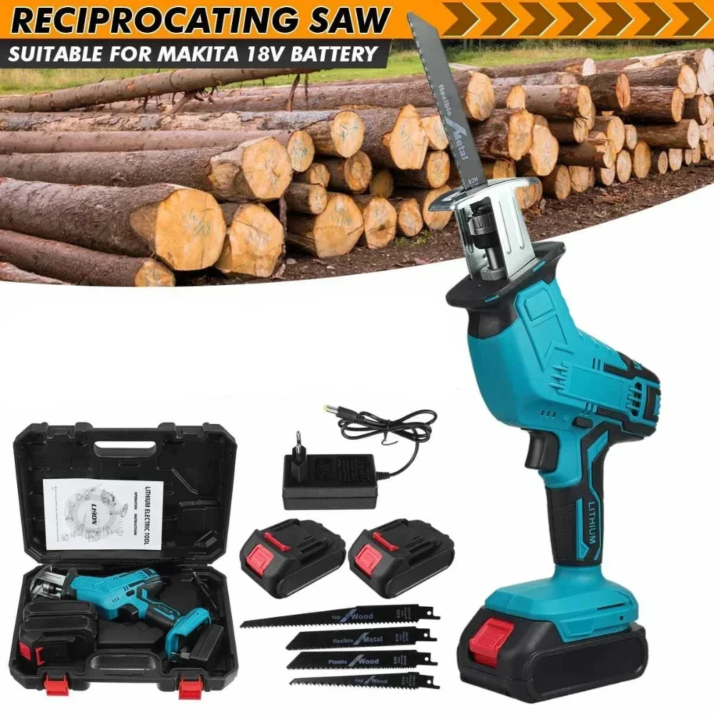 21v cordless electric reciprocating saw adjustable speed for versatile wood and metal cutting - الصورة 4