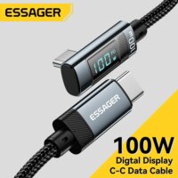 fast charging 100W usb c to type c elbow cable with led display for iphone huawei samsung 2m