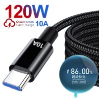 super fast charging type c data cable 120w 10a durable nylon braid usb c wire for samsung and xiaomi
