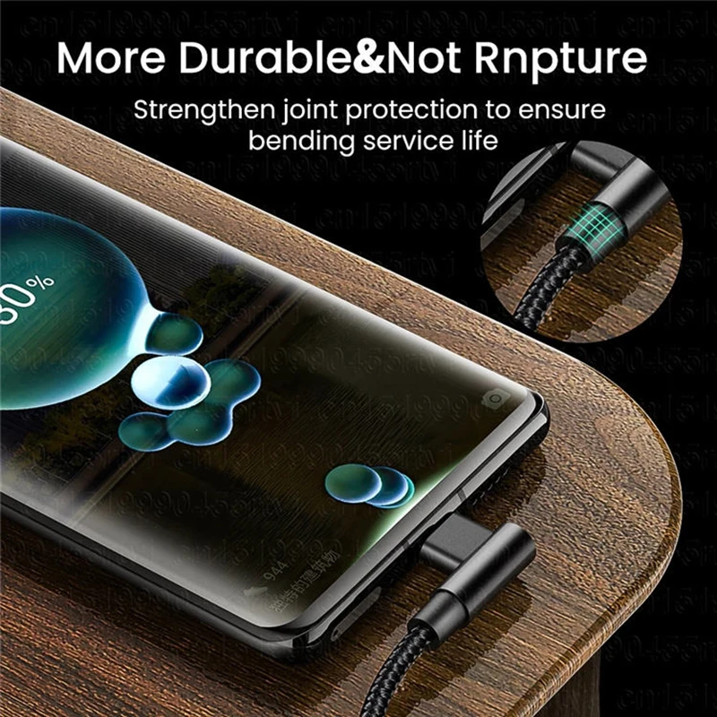 90 degree elbow 100W usb c to type c fast charger cable for iphone and android devices - Image 5