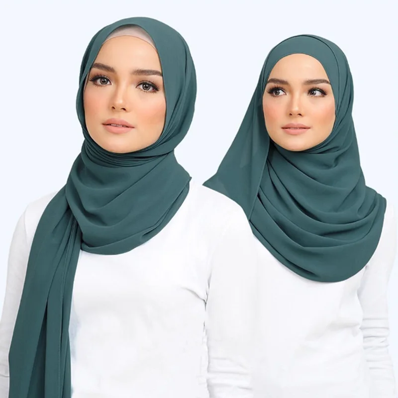 long chiffon hijab scarf for women versatile solid color head wrap perfect for all seasons - Image 3