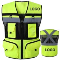 high visibility reflective safety vest for work night fishing and motorcycle riding multi-pocket design