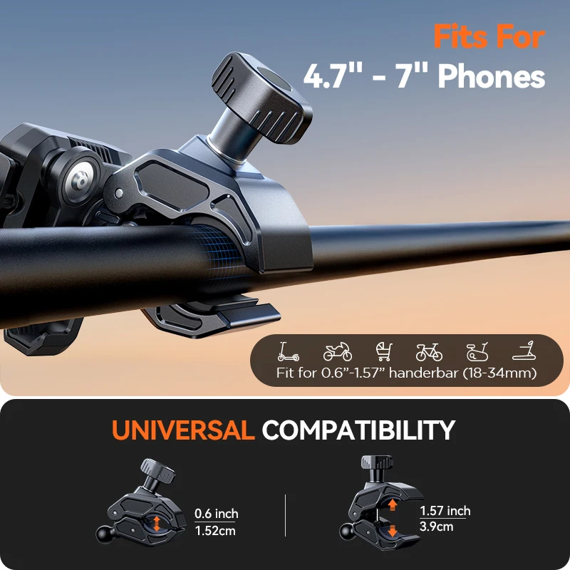 360 degree motorcycle phone holder shockproof bike mount for 4.7 to 7 inch phones - الصورة 7