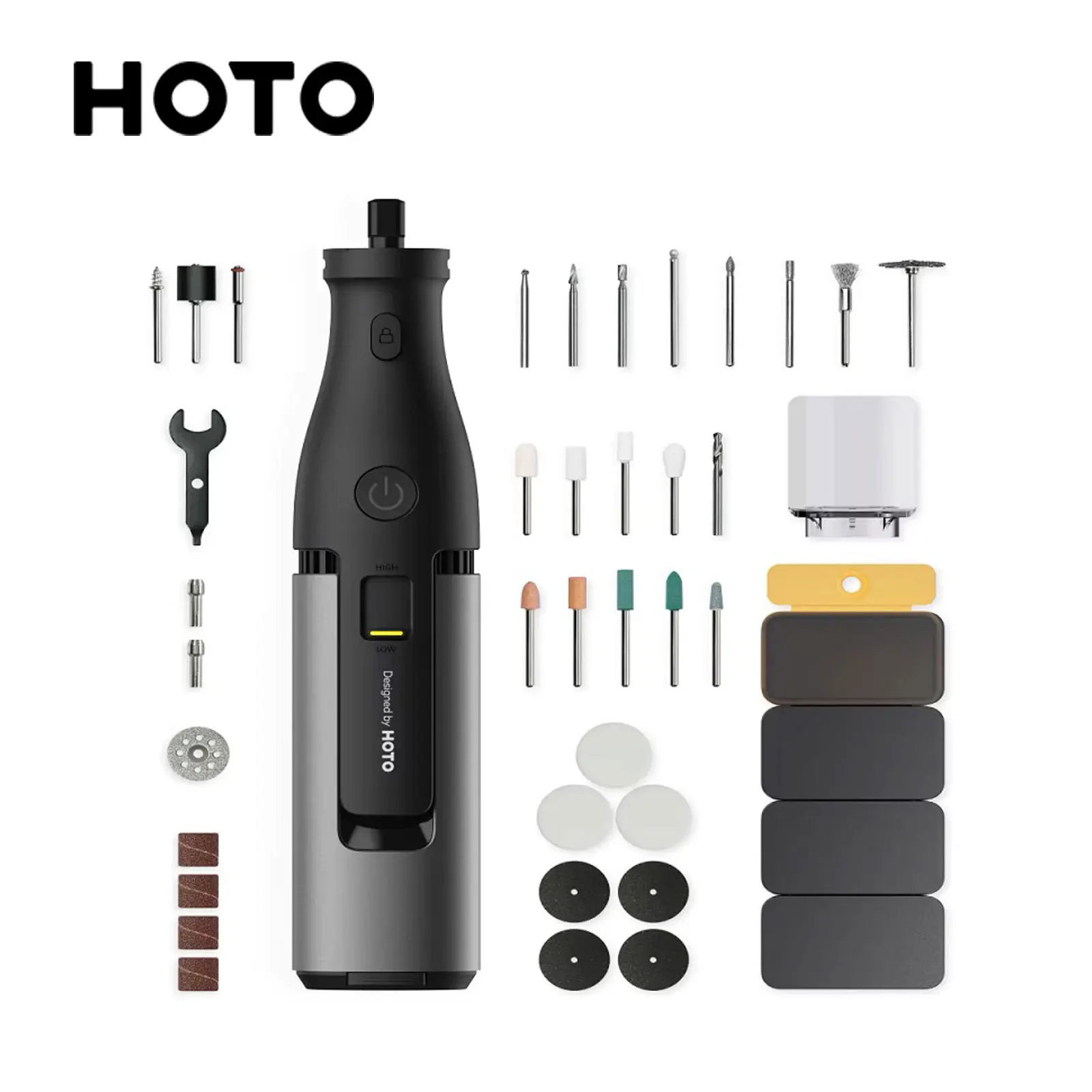 cordless rotary tool kit with brushless motor for carving and polishing 5000 to 35000 rpm