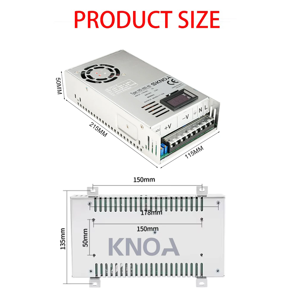 digital display adjustable power supply 500W 600W acdc 0 to 200V versatile output high efficiency - الصورة 4