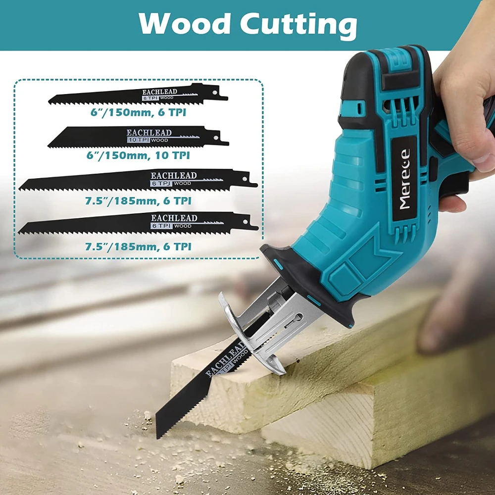 21v cordless electric reciprocating saw adjustable speed for versatile wood and metal cutting - الصورة 6