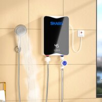 instant tankless electric hot water heater for bathroom and kitchen with lcd display 5500w