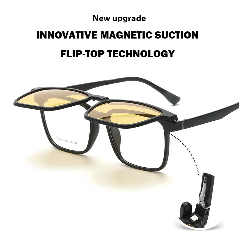 flip up magnetic clip on polarized prescription glasses for men and women with night vision functionality - الصورة 4