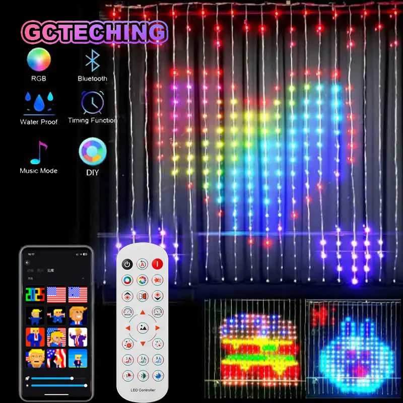 smart curtain lights 400 leds bluetooth app rgb fairy lights for window and bedroom decor