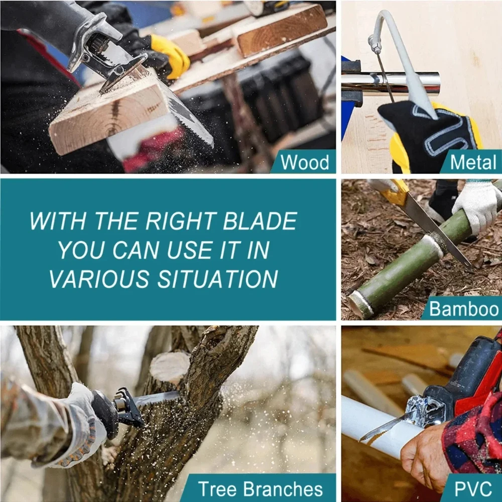 21v cordless electric reciprocating saw adjustable speed for versatile wood and metal cutting - الصورة 3